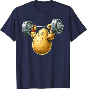 Funny Potato Weightlifting Artwork Funny Weightlifting T-Shirt - T-Shirt | Navy