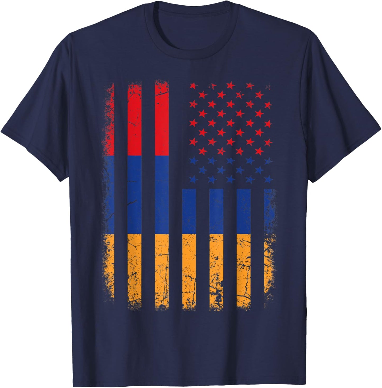 Armenian American Flag Armenia America Pride Heritage T-Shirt - T-Shirt | Navy