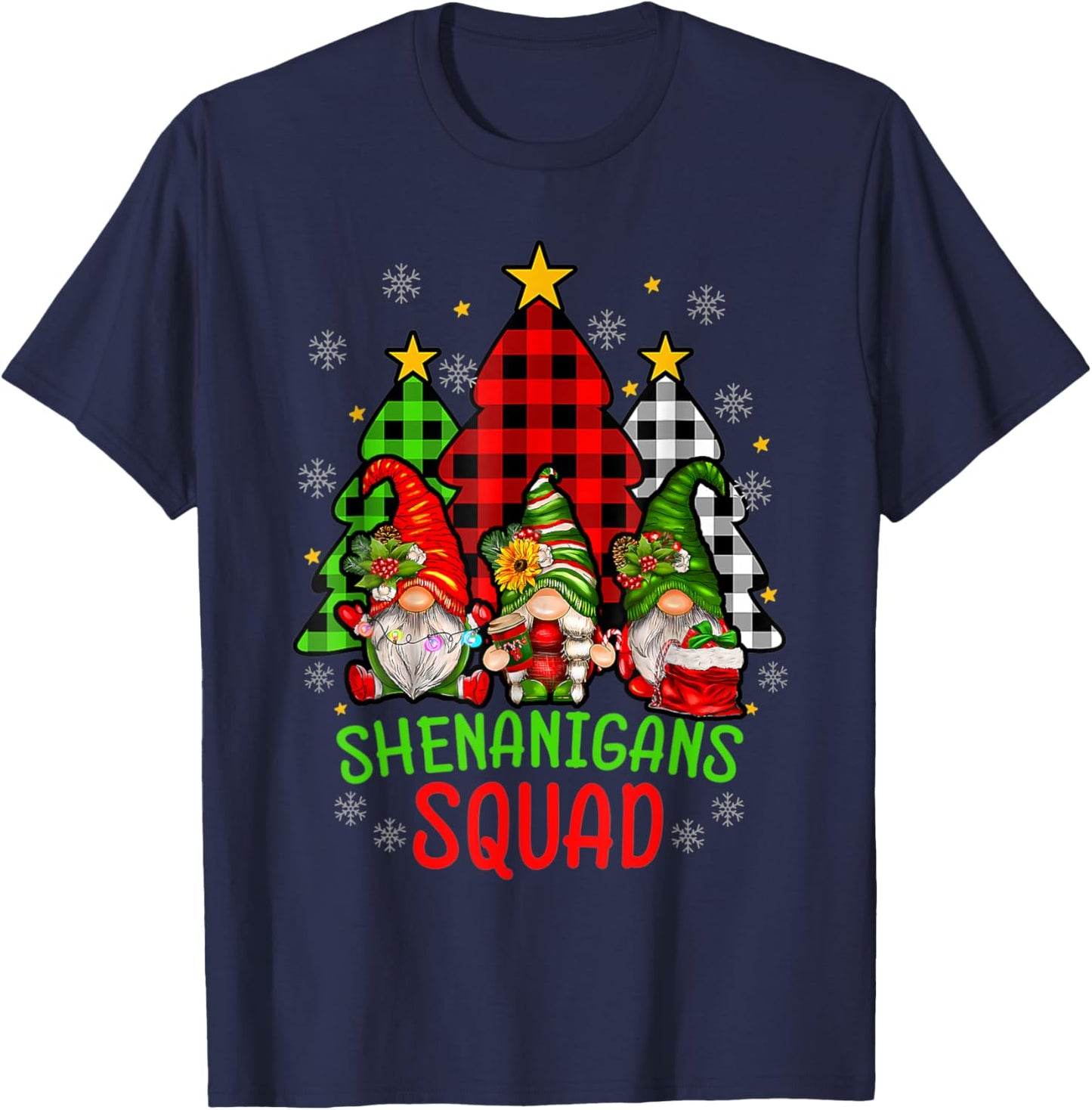 Shenanigans Squad Christmas Gnomes Matching Family Gnome T-Shirt - T-Shirt | Navy