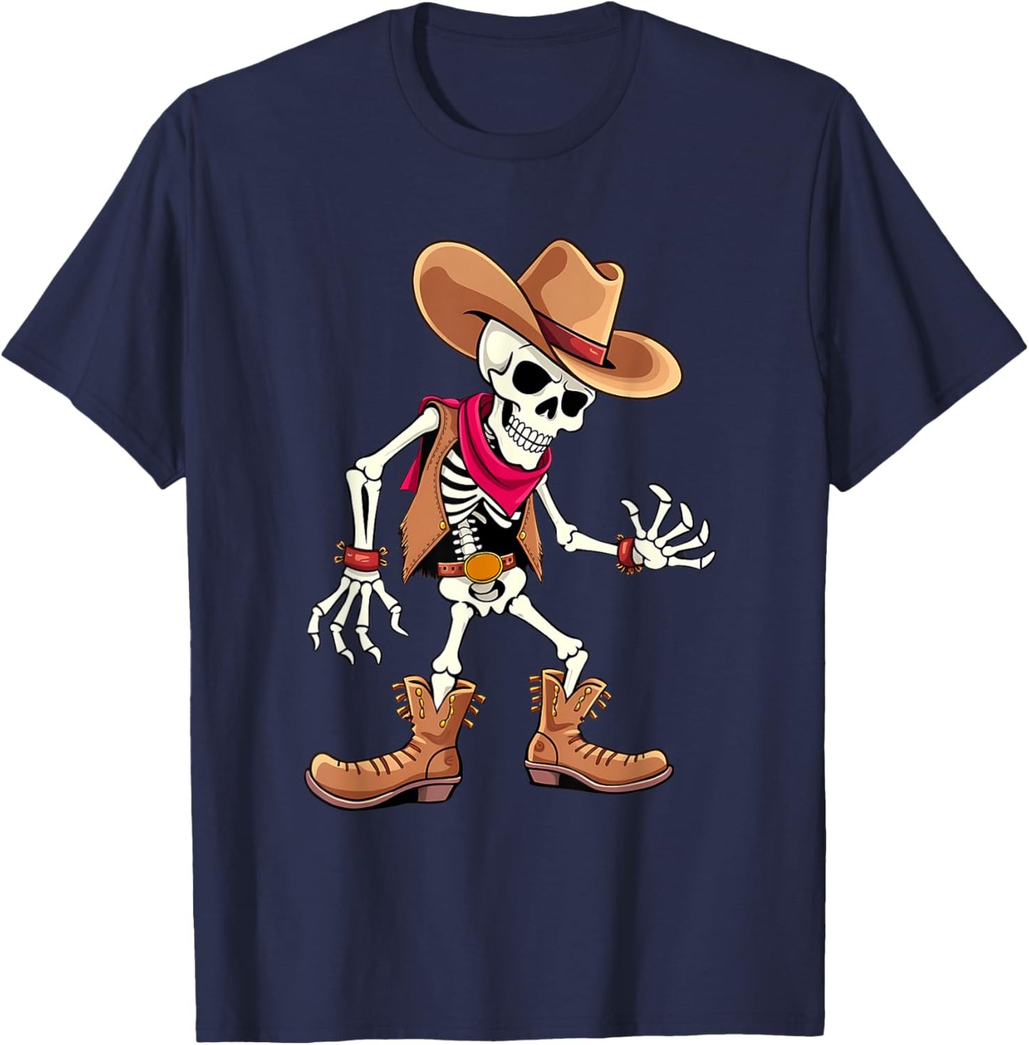 Dabbing Skeleton Cowboy Halloween Costume kids boys men T-Shirt - T-Shirt | Navy