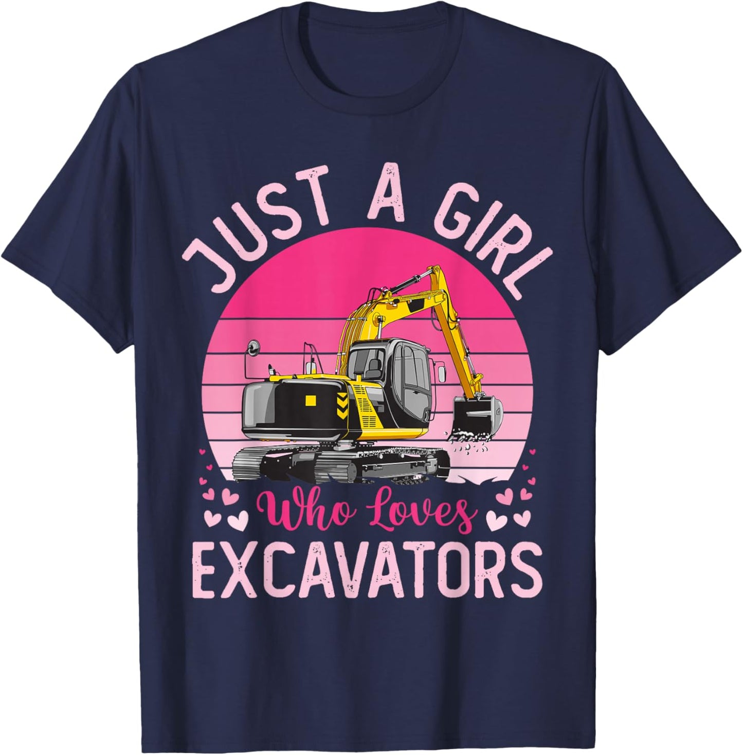 Vintage Just A Girl Who Loves Excavators T-Shirt - T-Shirt | Navy