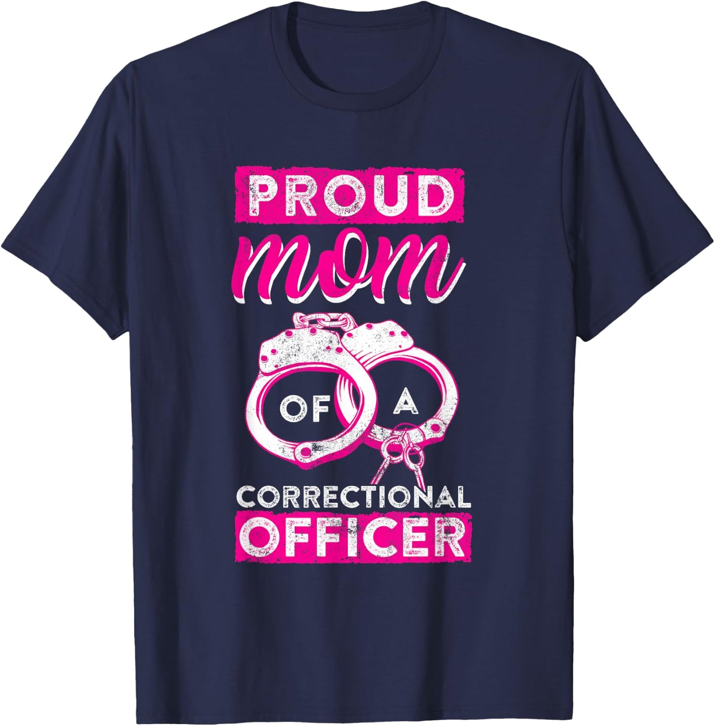 Correctional Officer Proud Mom Thin Silver Line T-Shirt - T-Shirt | Navy