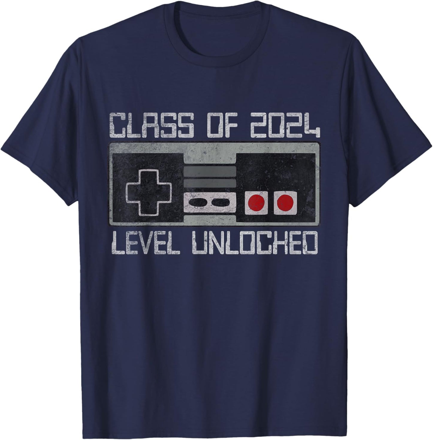 Class Of 2024 Level Unlocked Senior Gamer Graduation T-Shirt - T-Shirt | Navy