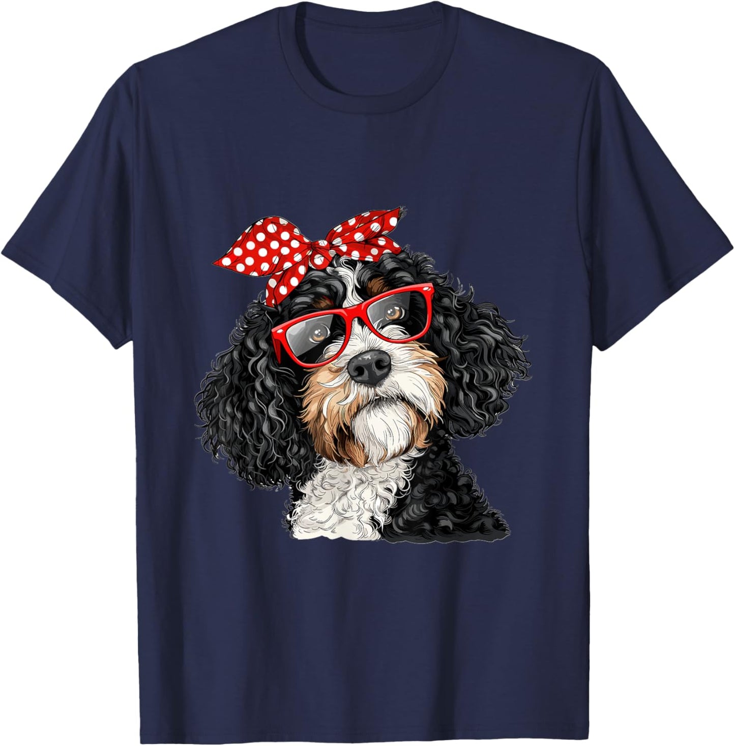 Bernedoodle Dog Mom Bandana Mothers Day Graphic T-Shirt - T-Shirt | Navy