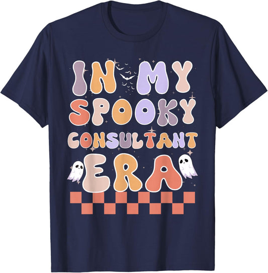 In My Spooky Consultant Era Ghost Halloween Retro T-Shirt - T-Shirt | Navy
