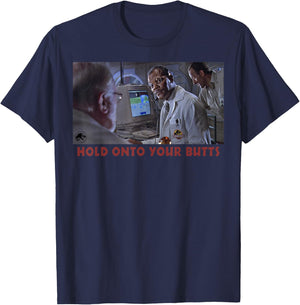 Jurassic Park Doctor Ray Arnold Hold Onto Your Butts Photo T-Shirt - T-Shirt | Navy