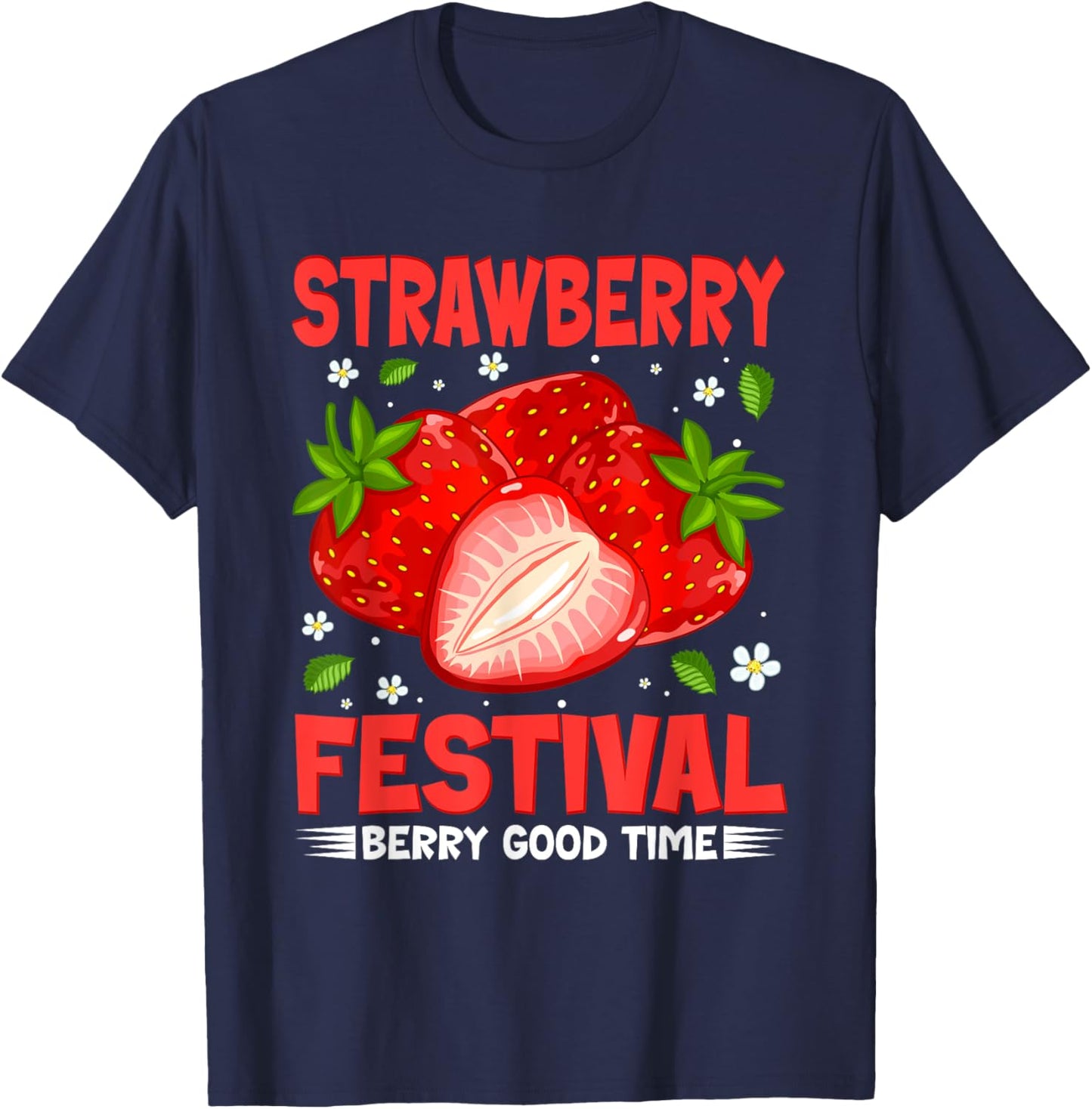 Retro Strawberry Festival Shirt Funny Fruit Lover Fruitarian T-Shirt - T-Shirt | Navy