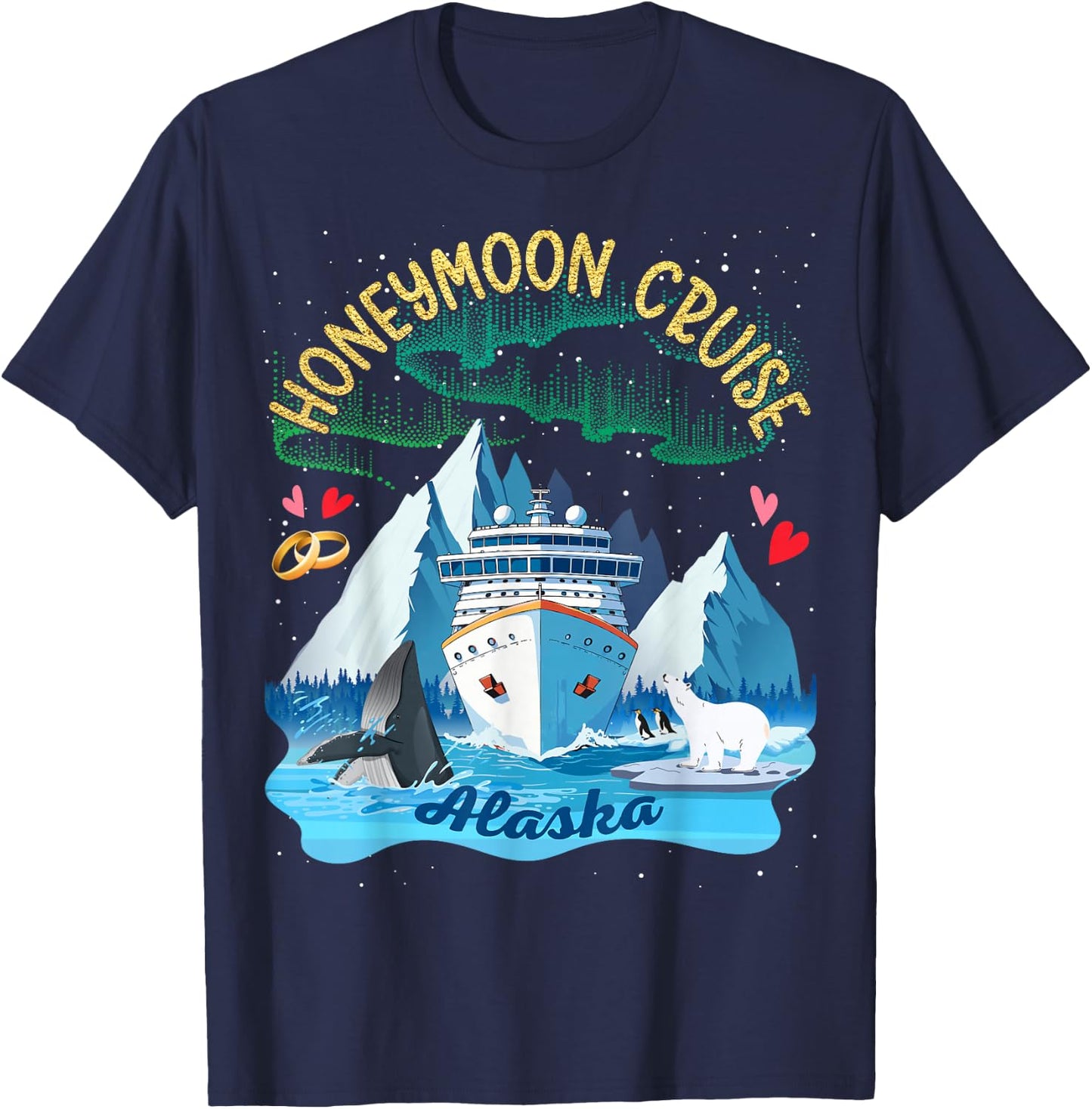 Alaska Honeymoon Cruise Match Couples Newlyweds Just Married T-Shirt - T-Shirt | Navy