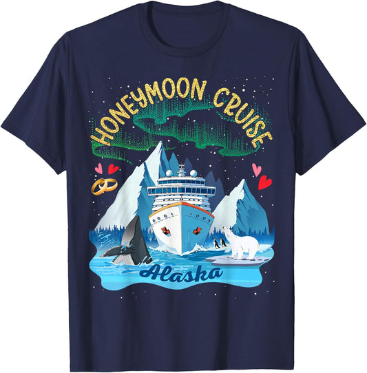 Alaska Honeymoon Cruise Match Couples Newlyweds Just Married T-Shirt - T-Shirt | Navy