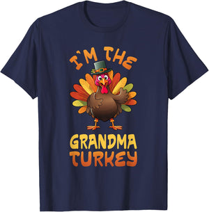 I'm The Grandma Turkey Funny Thanksgiving Family Matching T-Shirt - T-Shirt | Navy
