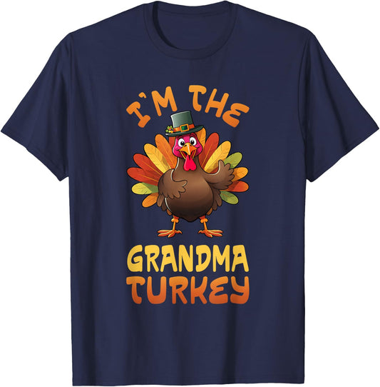 I'm The Grandma Turkey Funny Thanksgiving Family Matching T-Shirt - T-Shirt | Navy