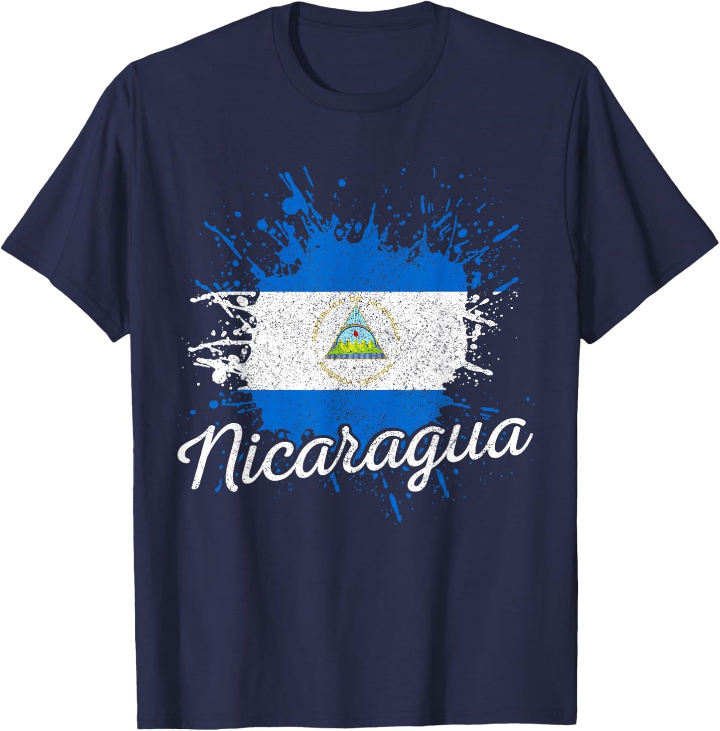 Nicaragua Flag Vintage Souvenir T-Shirt - T-Shirt | Navy