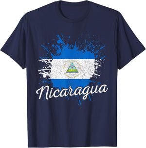 Nicaragua Flag Vintage Souvenir T-Shirt - T-Shirt | Navy