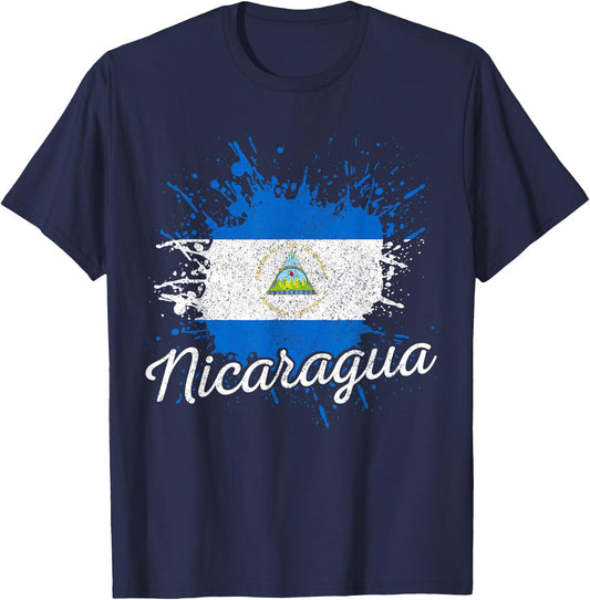 Nicaragua Flag Vintage Souvenir T-Shirt - T-Shirt | Navy