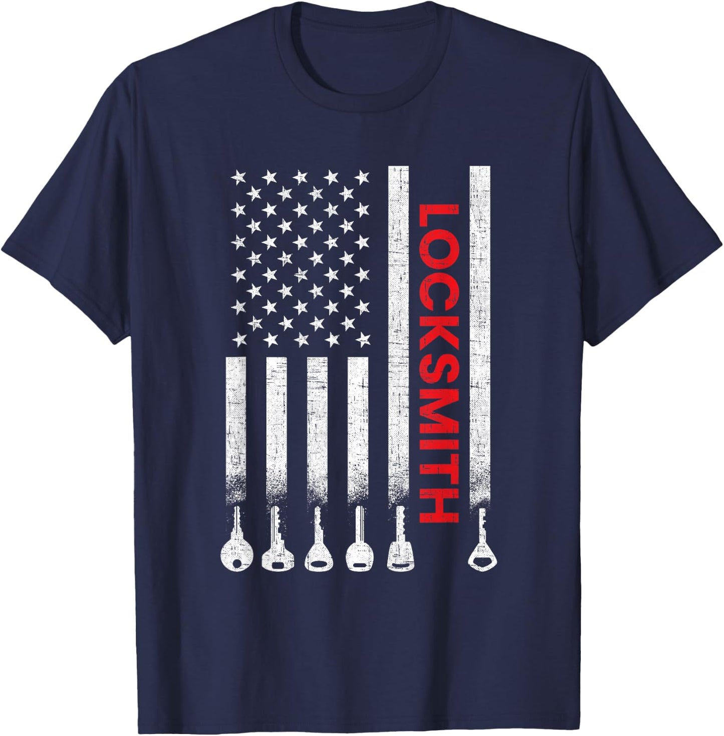 Locksmith American Flag, locksmith T-Shirt - T-Shirt | Navy