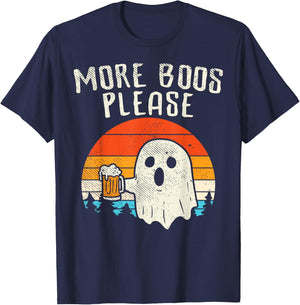 More Boos Please Ghost Beer Retro Halloween Drinking Men T-Shirt - T-Shirt | Navy