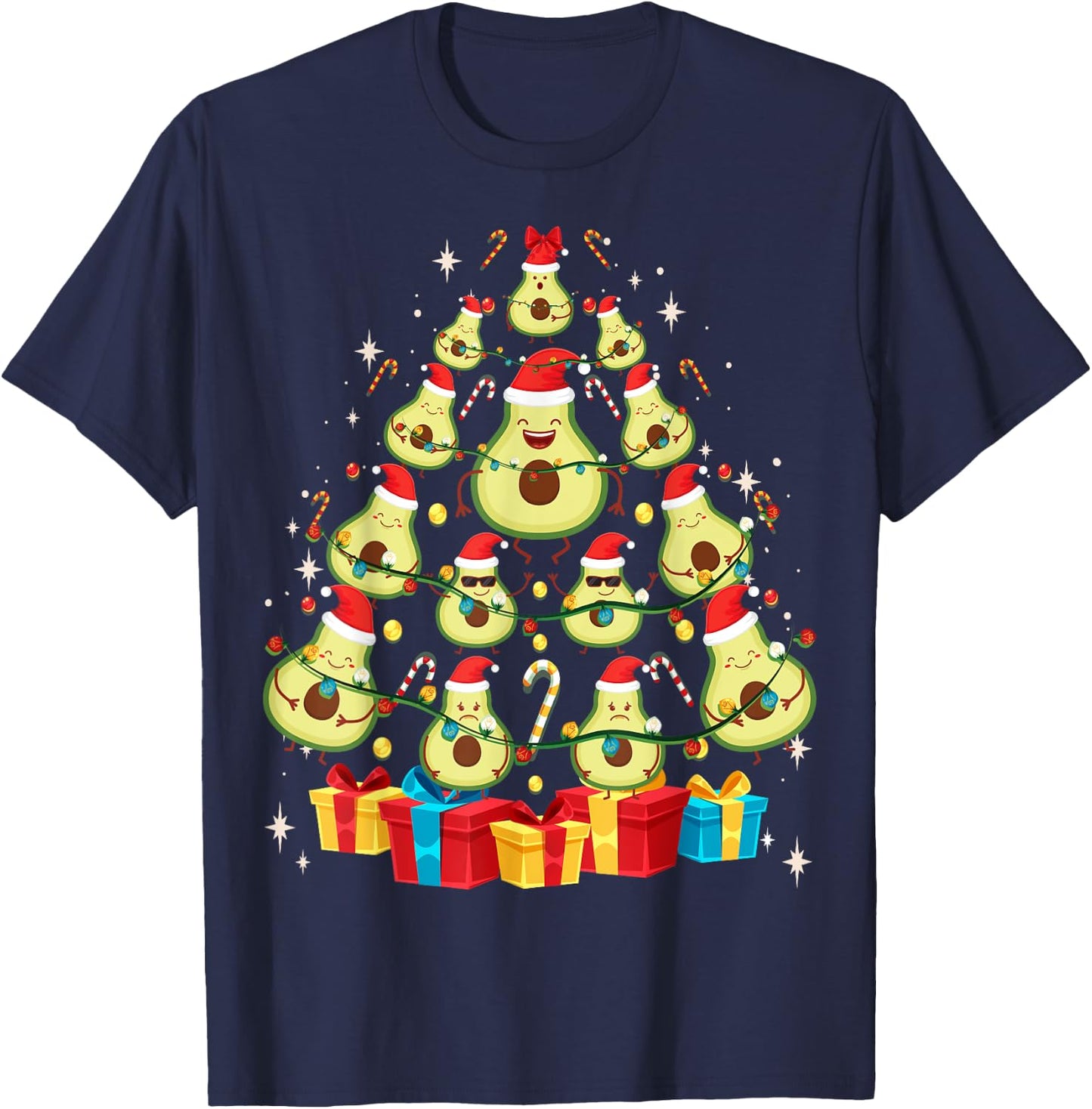 Avocado Plant Based Christmas Tree - Avocado Lover Christmas T-Shirt - T-Shirt | Navy