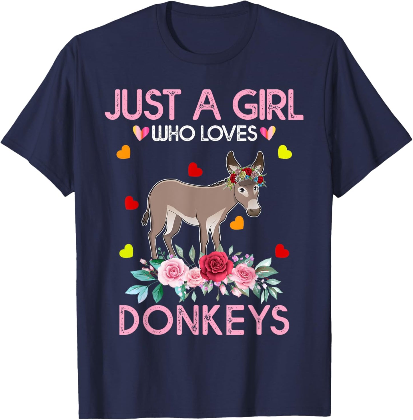 Donkey Kids Gift Just A Girl Who Loves Donkeys T-Shirt - T-Shirt | Navy