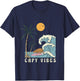 Capybara Surfing at Beach Sunset Summer Surf Capy Vibes Women Girls Kids T-Shirt - T-Shirt | Navy
