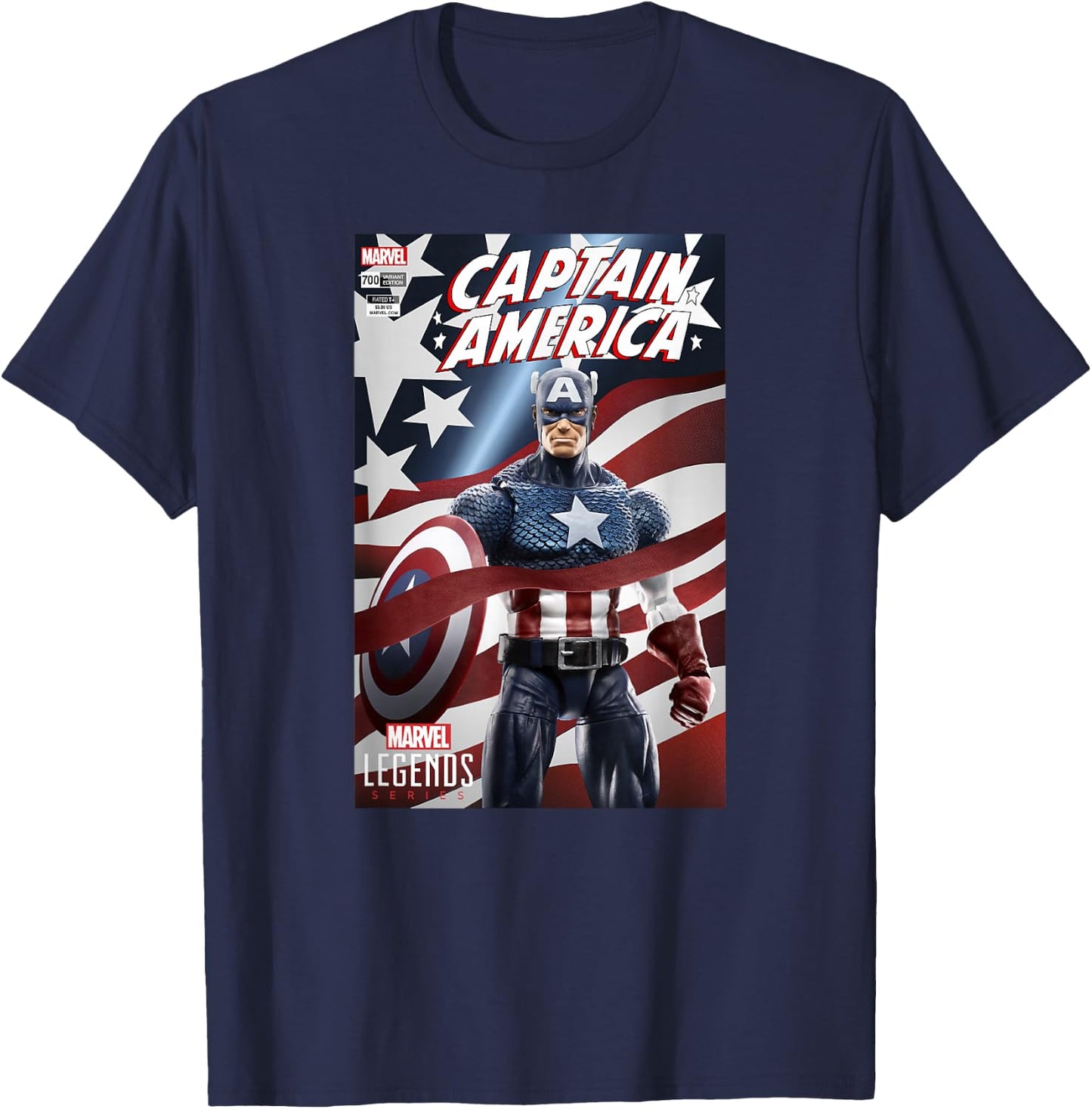 Marvel Legends Series Captain America Comic Cover T-Shirt - T-Shirt | Navy