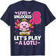 Level 8 Unlocked Let's Play Video Gamer Axolotl 8th Birthday T-Shirt - T-Shirt | Navy