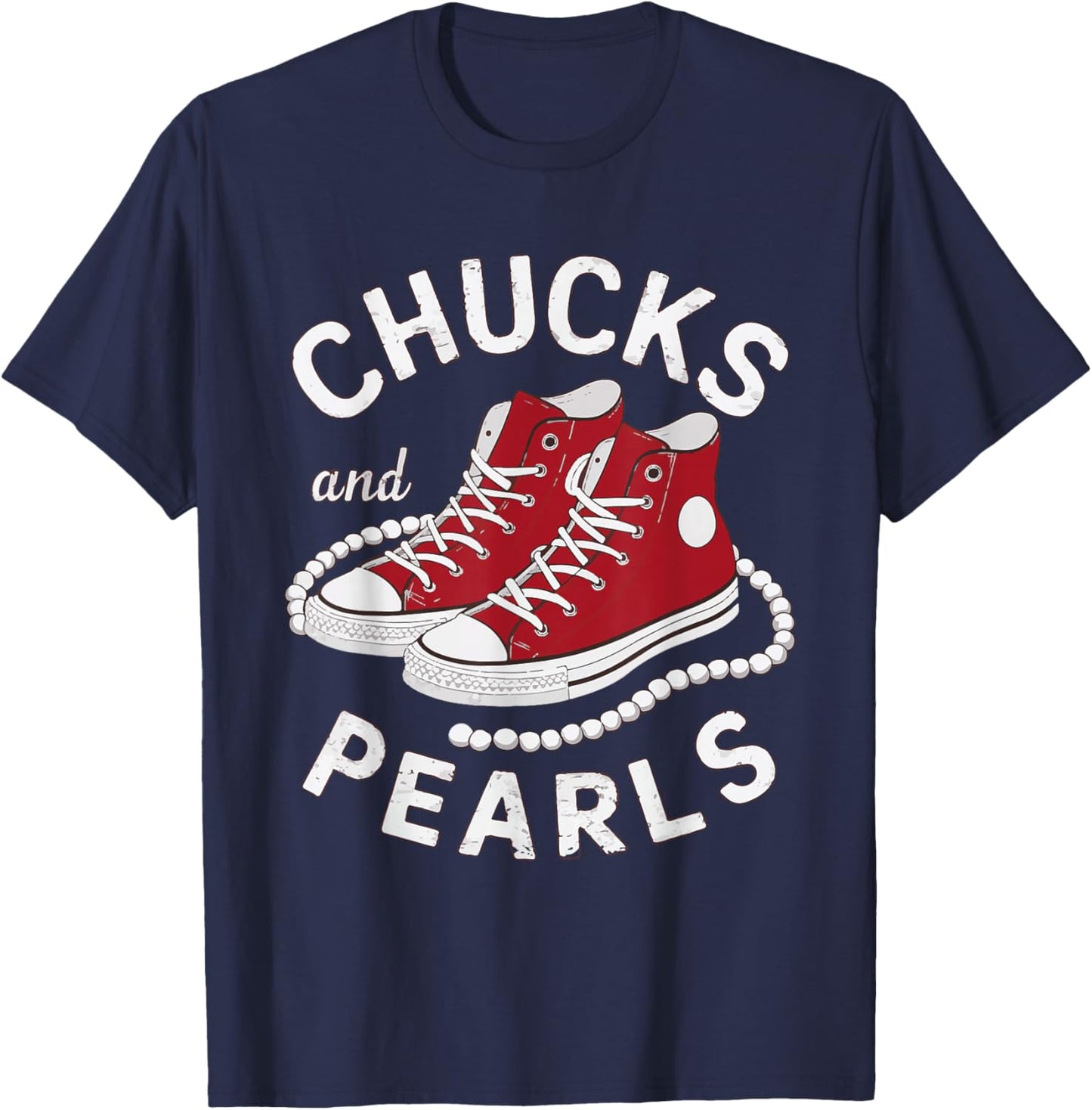 Chucks And Pearls Cute Men Women T-Shirt - T-Shirt | Navy