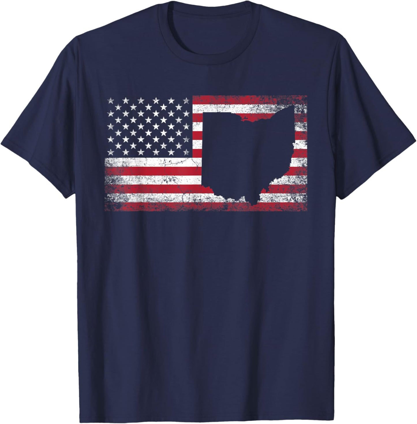 Ohio 4th of July American Flag USA America Patriotic T-Shirt - T-Shirt | Navy