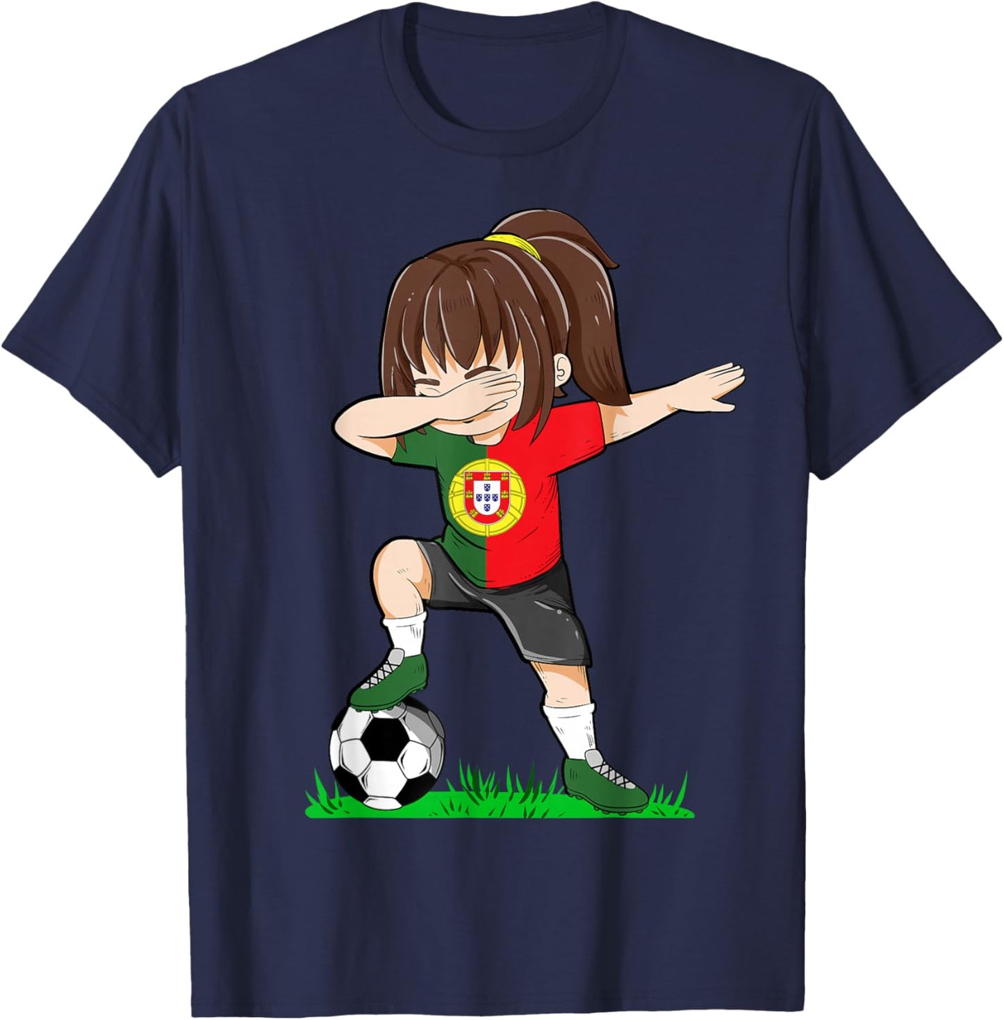 Fußball Portugal Trikot Shirt Portugiesische Flagge Fußball Mädchen T-Shirt - T-Shirt | Navy