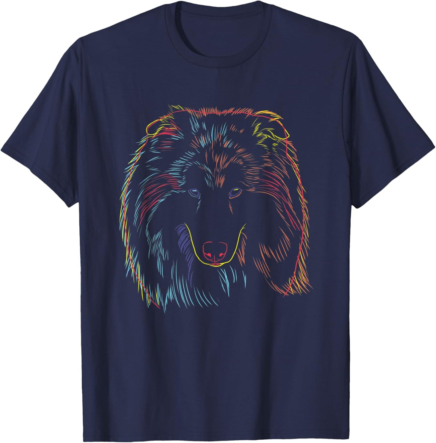 Colourful Dog Rough Collie Women Kids T-Shirt - T-Shirt | Navy