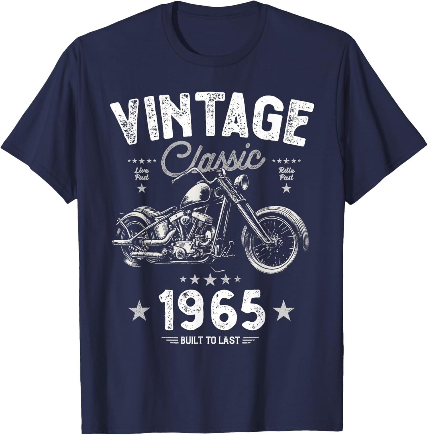 Vintage 1965 60th Birthday Classic Retro Chopper Motorbike T-Shirt - T-Shirt | Navy