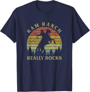 Ram Ranch Really Rocks Vintage Cowboy Riding Horse T-Shirt - T-Shirt | Navy