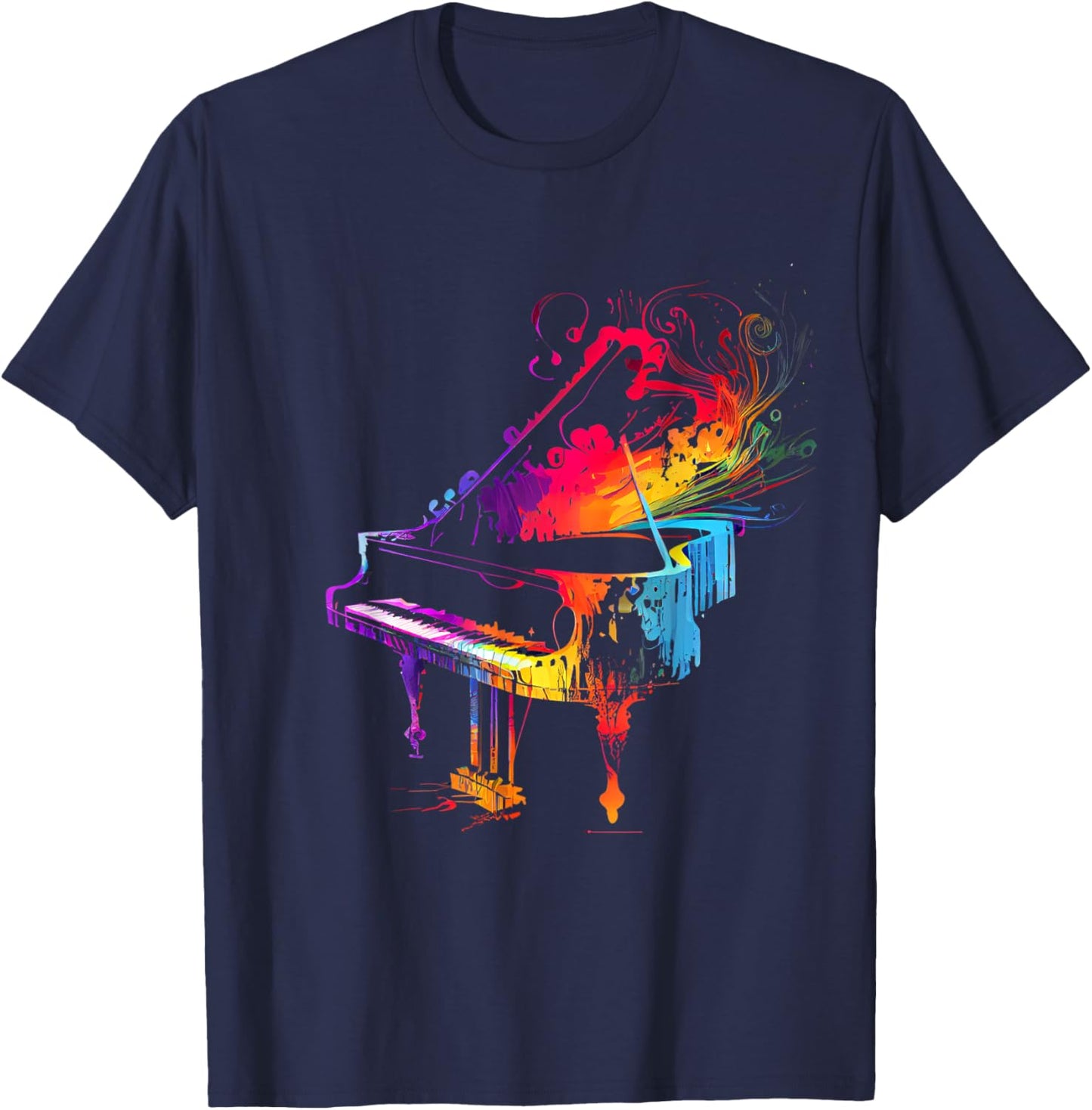 Piano Musician Piano Player Gifts & Designs -Adults, -Kids Black Small Colorful Modern Lace T-Shirt - T-Shirt | Navy