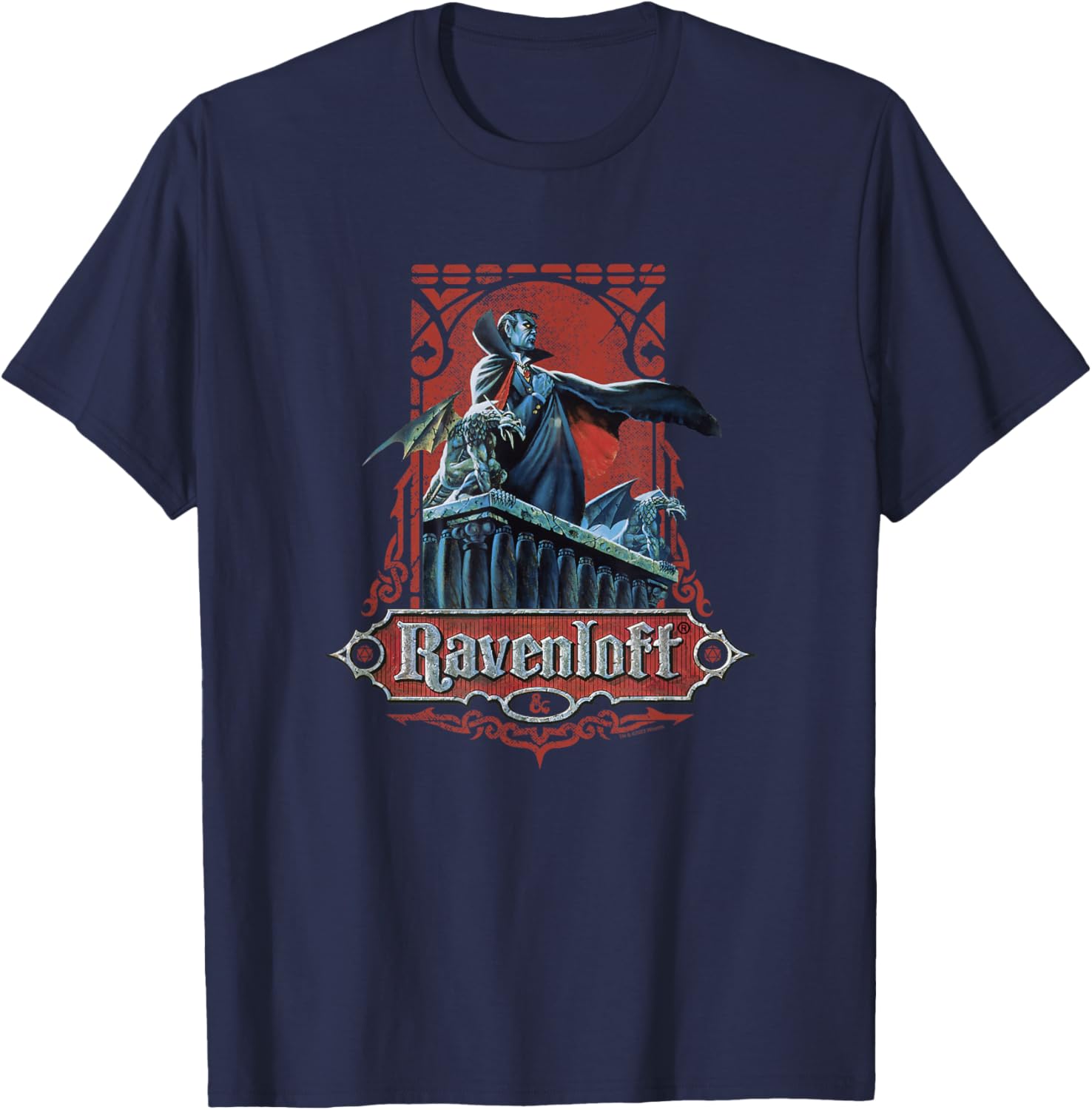 Dungeons & Dragons 50th Anniversary Ravenloft Vintage Card T-Shirt - T-Shirt | Navy