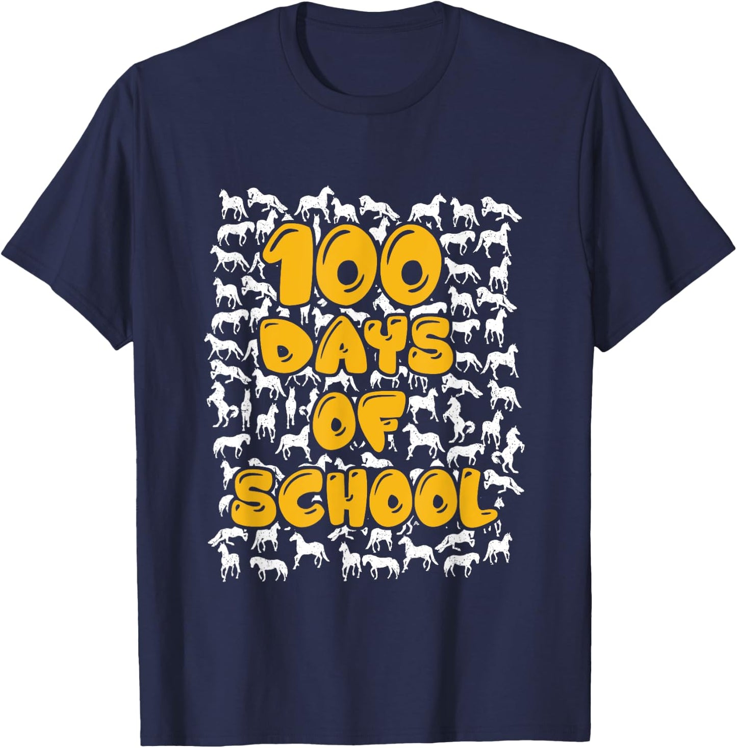 100 Days of School horse mustang mascot T-Shirt - T-Shirt | Navy