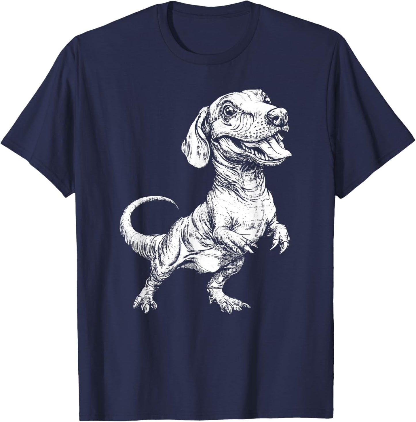 Dachshund Dog Dinosaur Tyrannosaurus Dachshund Saurus Dino T-Shirt - T-Shirt | Navy