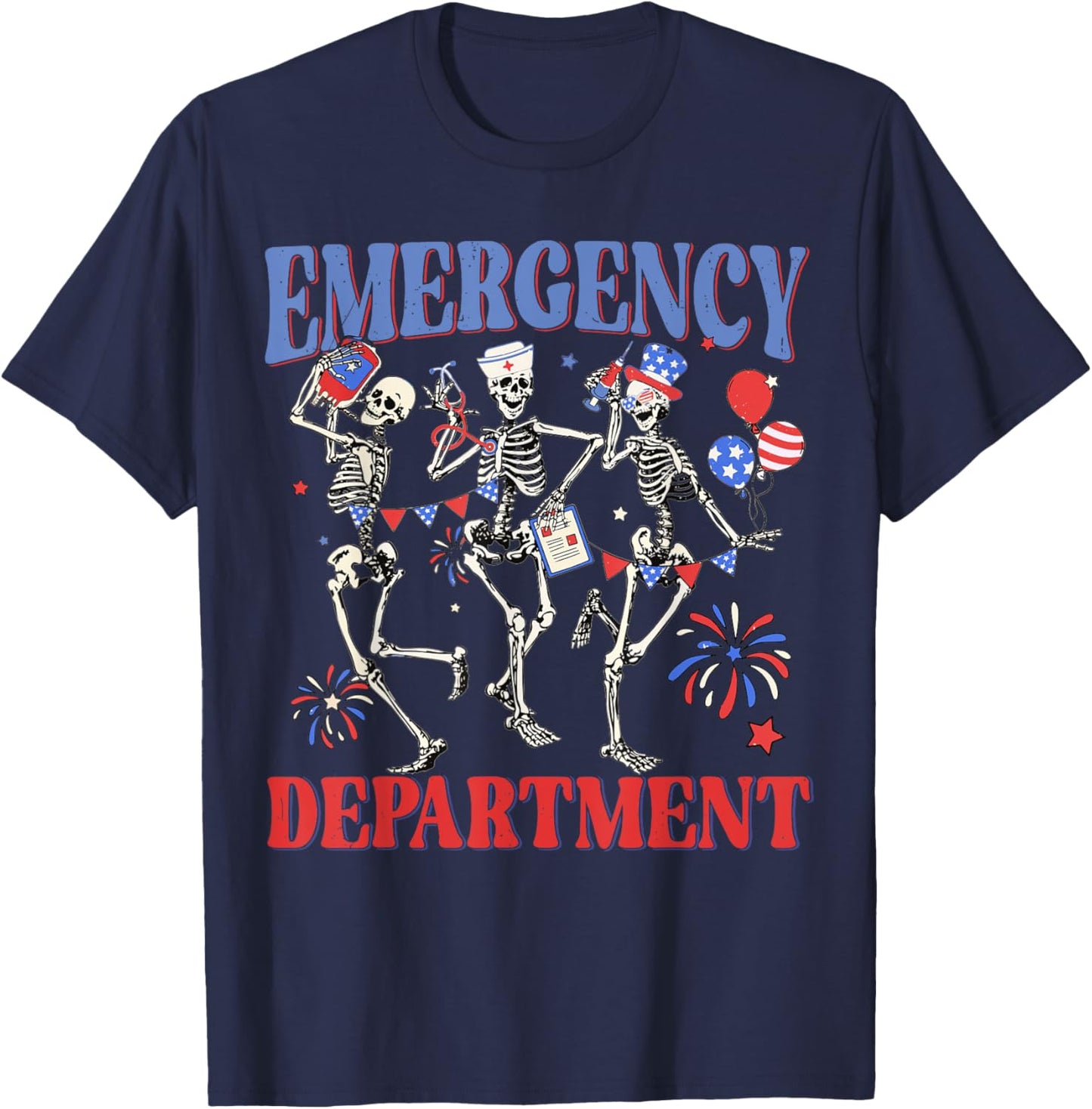 Emergency Department 4th Of July ER Nurse Independence Day T-Shirt - T-Shirt | Navy