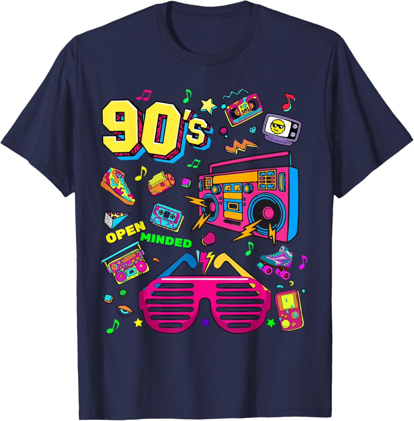 Men's Women's Kids Vintage Retro Back To 90's Graphic Design T-Shirt - T-Shirt | Navy
