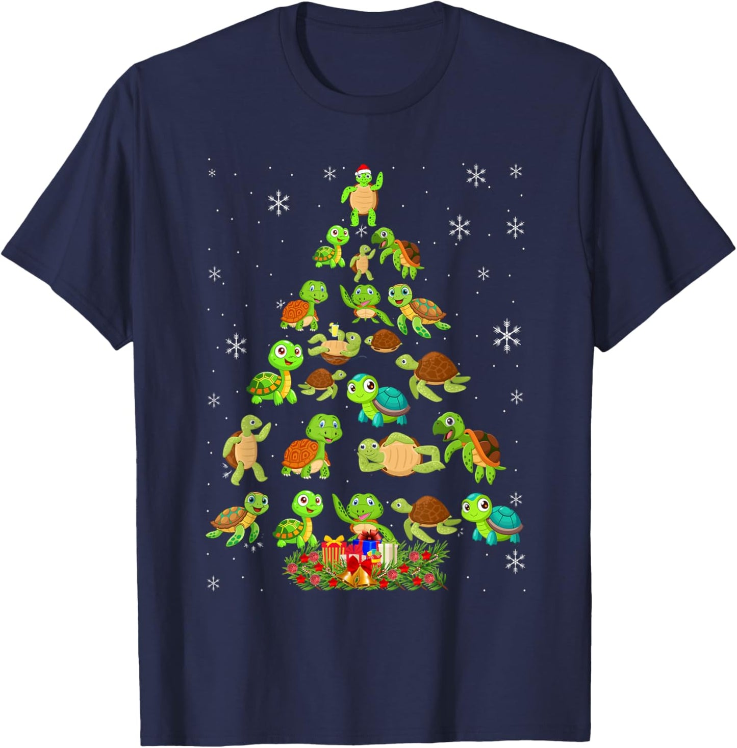 Sea Turtle Christmas Tree Matching Family Xmas Tree T-Shirt - T-Shirt | Navy