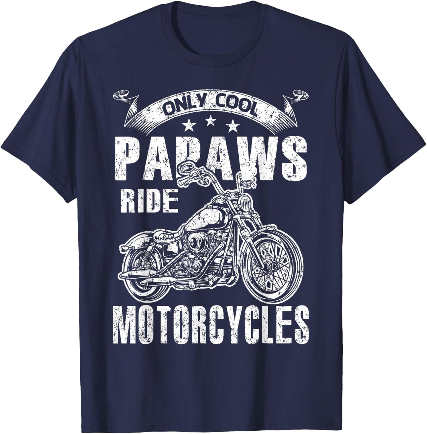 Only Cool Papaws Rides Motorcycles T-Shirt - T-Shirt | Navy