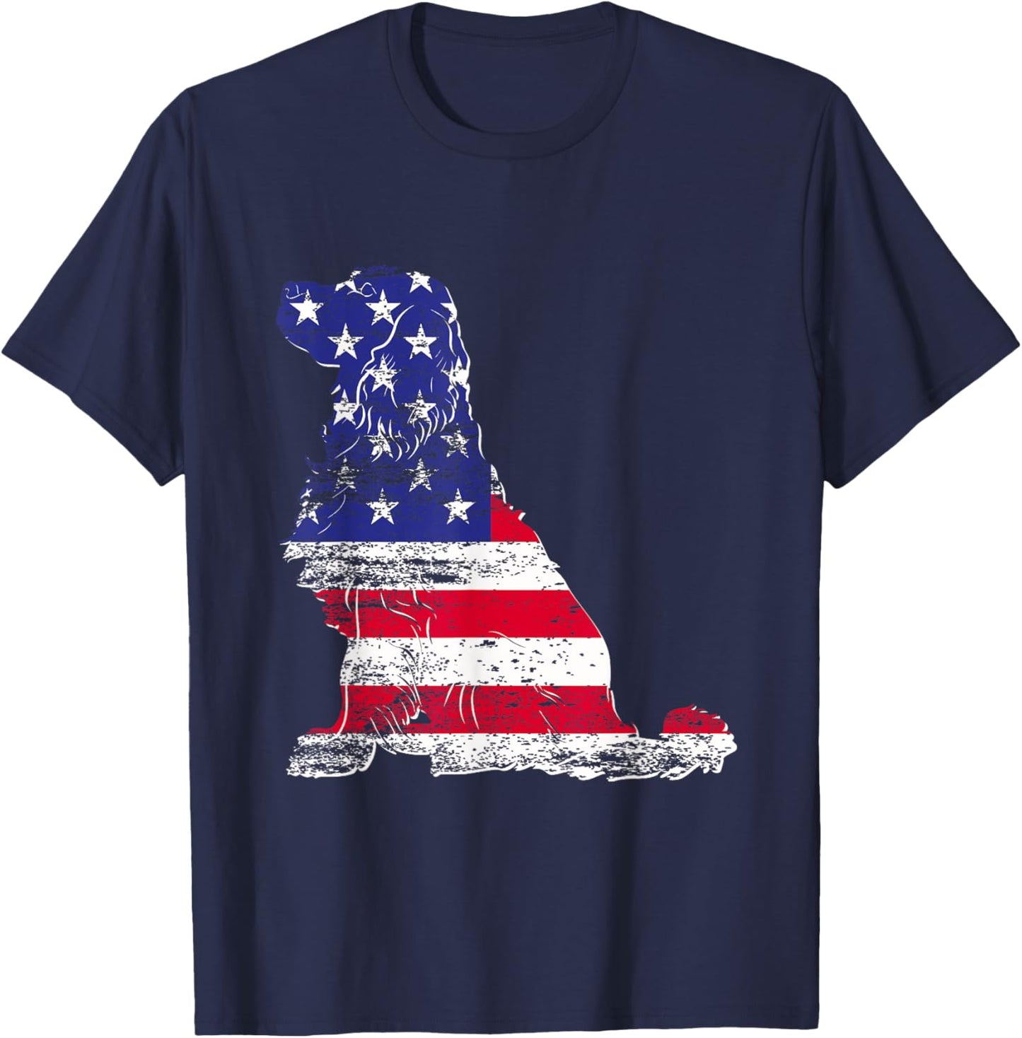 Golden Retriever American Flag USA Fan Dog Owner USA Flag T-Shirt - T-Shirt | Navy