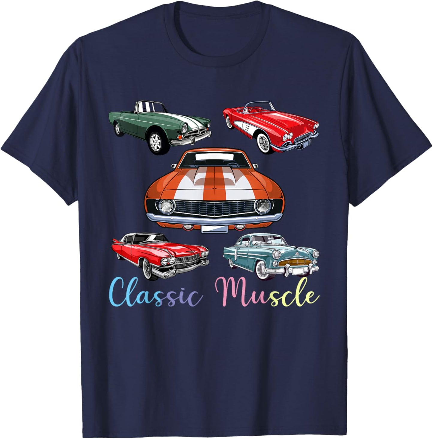 Funny Classic Car America Novelty Muscle Cars T-Shirt - T-Shirt | Navy