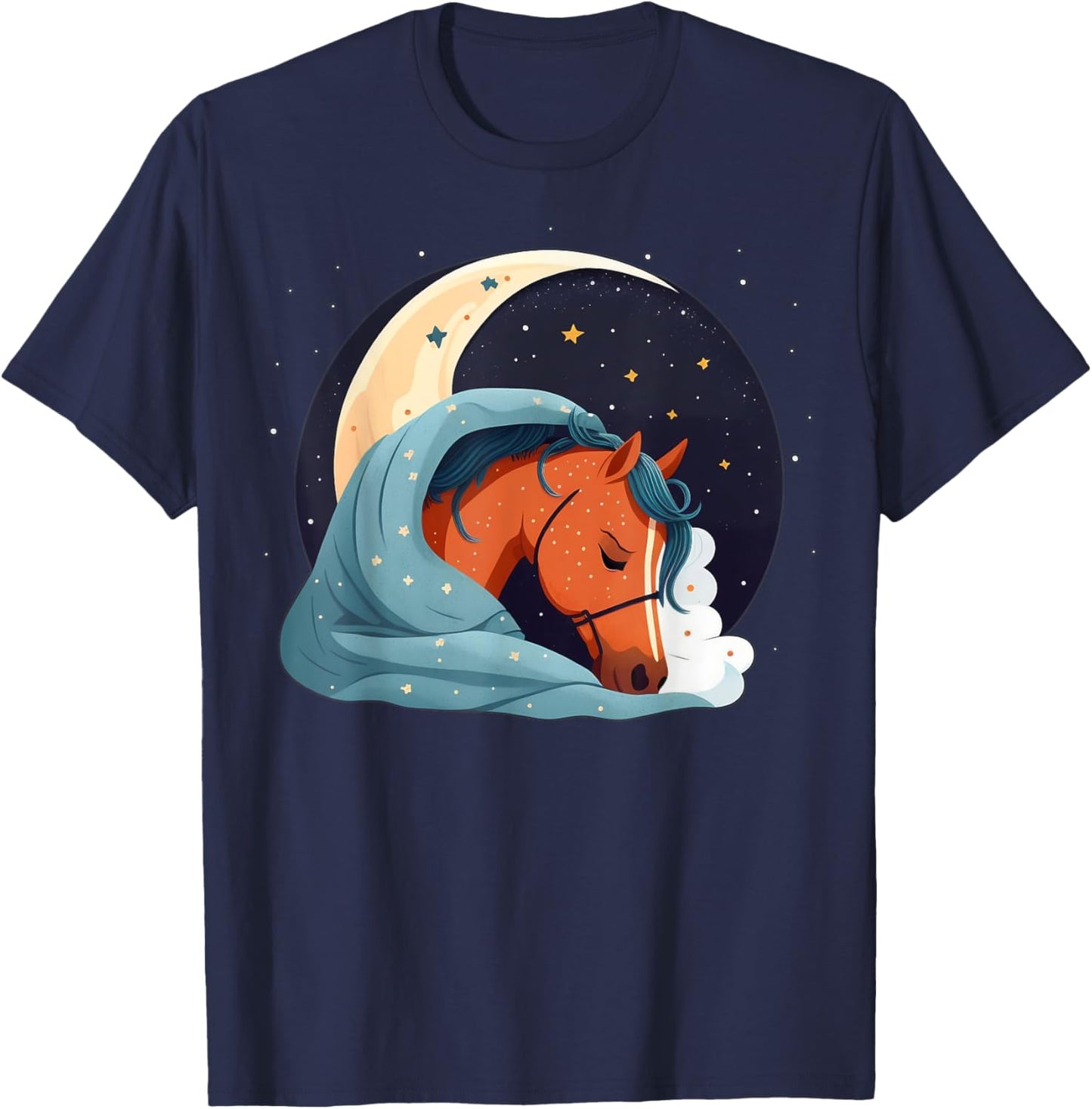 Napping Horse pajama on Horse Sleeping T-Shirt - T-Shirt | Navy