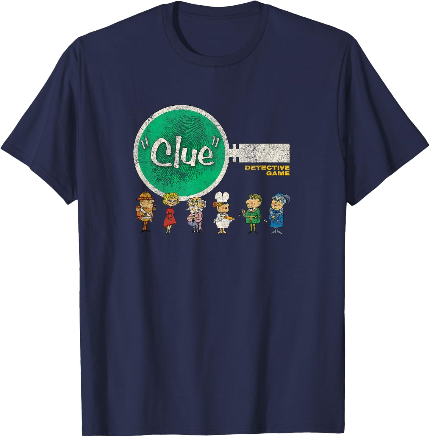 Clue Characters Retro Magnifying Glass Logo T-Shirt - T-Shirt | Navy