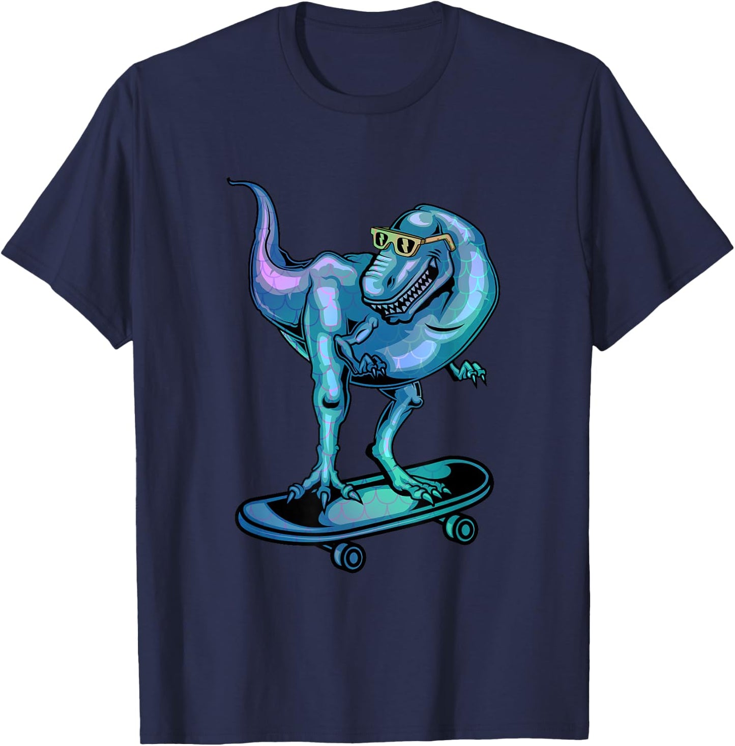 Dinosaur on Skateboard Skateboarding Dinosaur Gear T-Shirt - T-Shirt | Navy