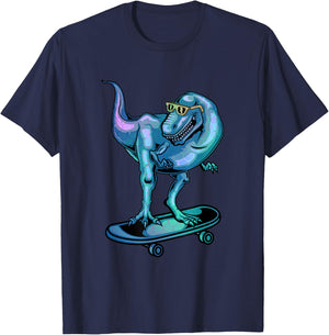 Dinosaur on Skateboard Skateboarding Dinosaur Gear T-Shirt - T-Shirt | Navy