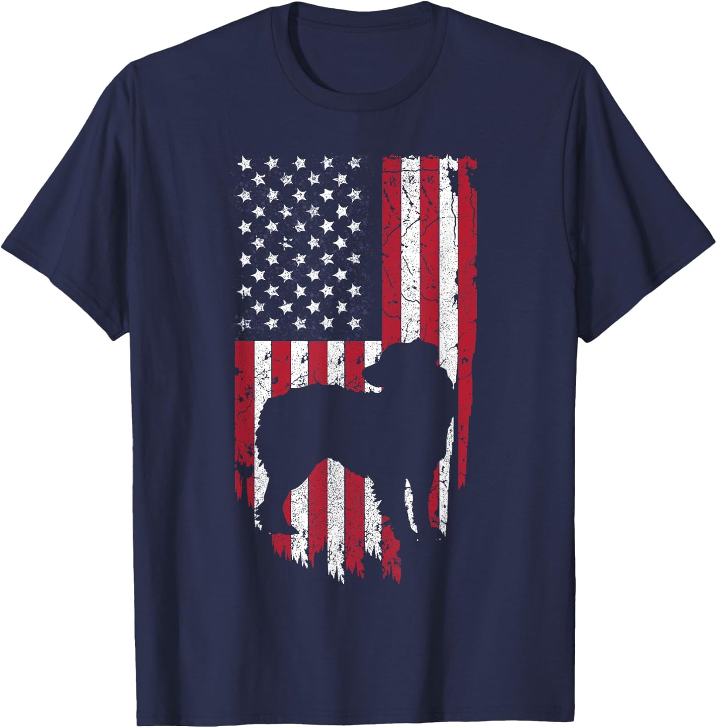 Australian Shepherd Dog Mom Dad Shirts, 4th Of July USA Flag Women Kids Men T-Shirt - T-Shirt | Navy