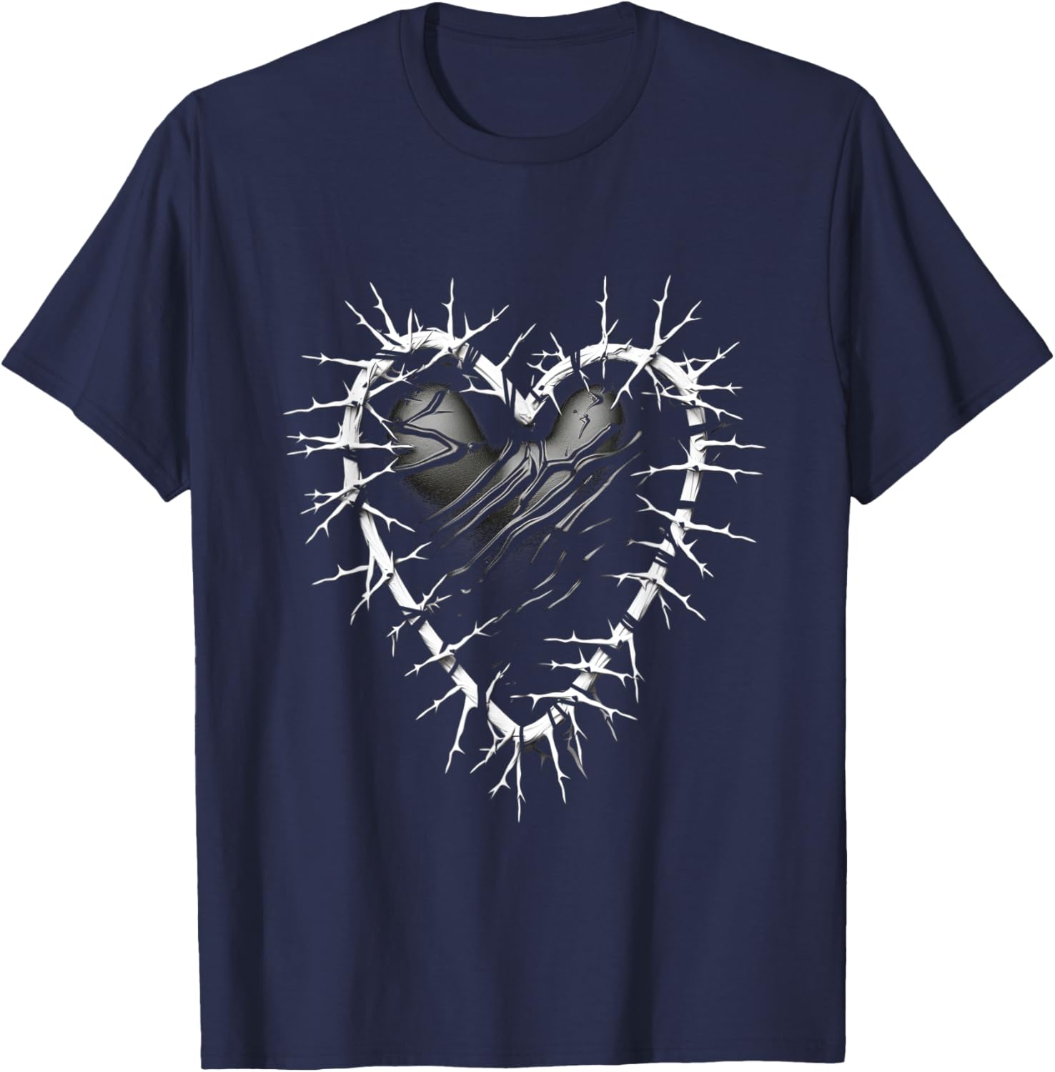 Barbed Wire Heart barbwire gothic grunge aesthetic T-Shirt - T-Shirt | Navy