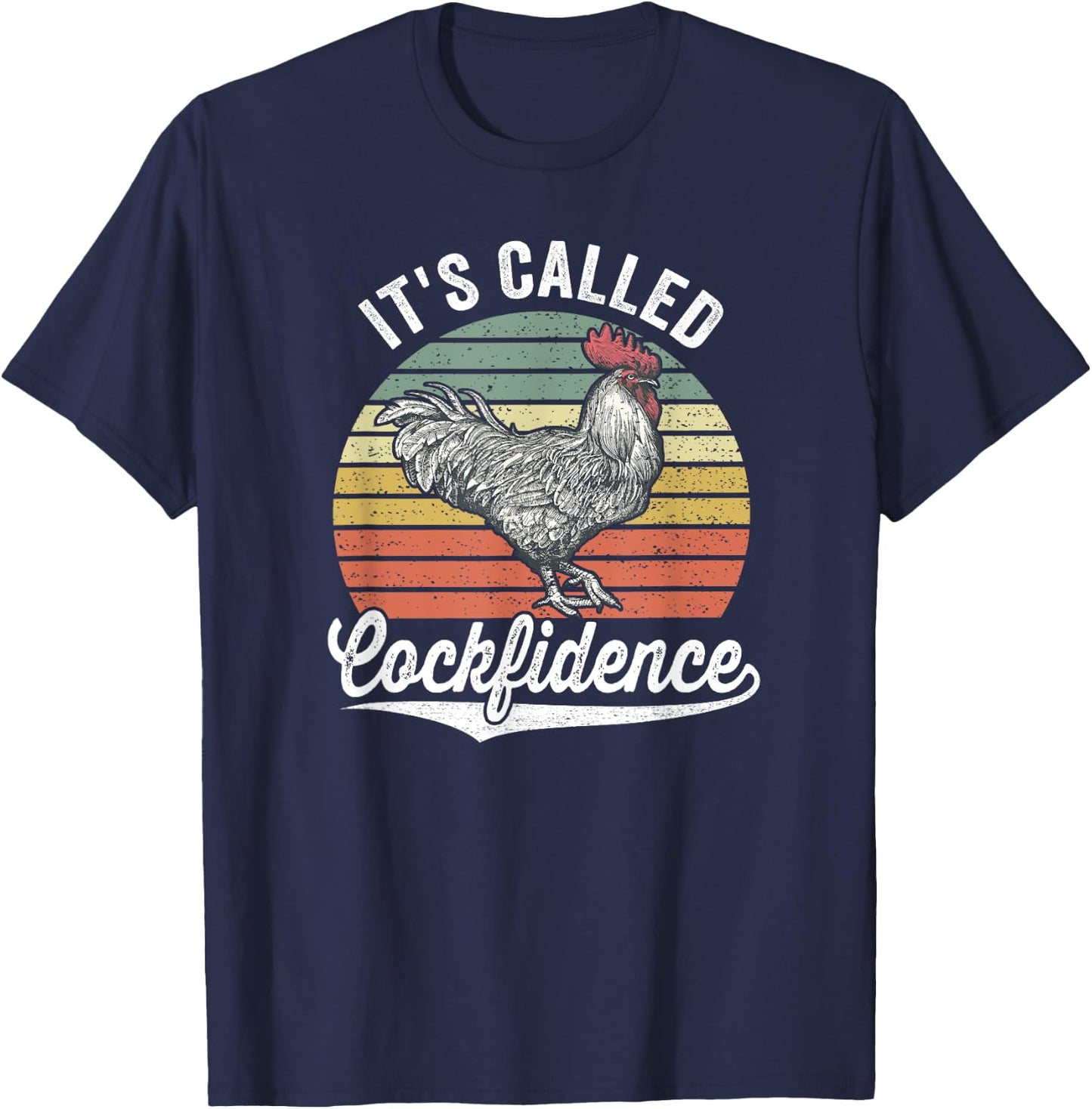 Retro Alpha Fighting Rooster Its Called Cockfidence Cocky T-Shirt - T-Shirt | Navy