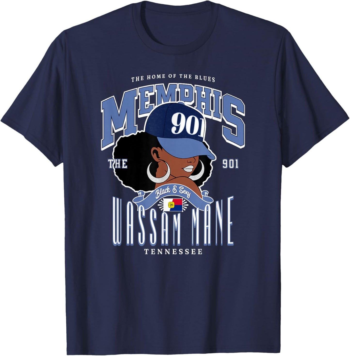 901 Area Code Memphis TN Unapologetically Melanated T-Shirt - T-Shirt | Navy