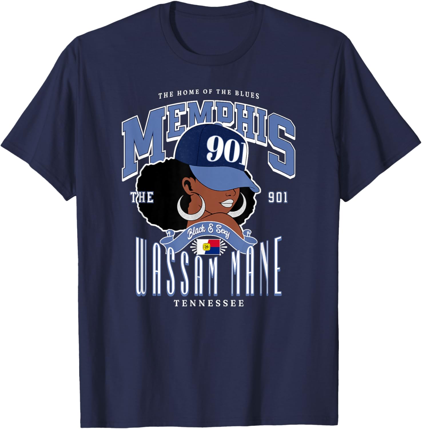 901 Area Code Memphis TN Unapologetically Melanated T-Shirt - T-Shirt | Navy